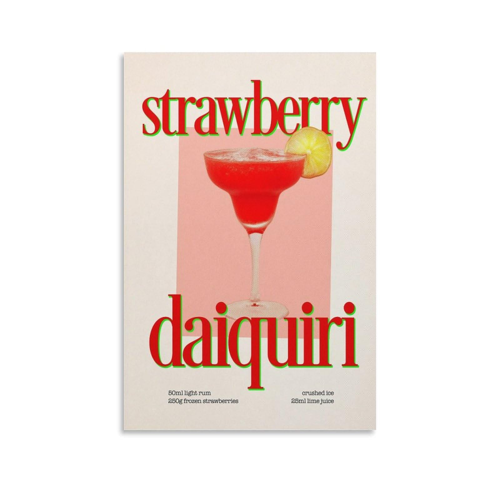FUPMTKLT Strawberry Daiquiri Cocktail Canvas Poster Bedroom Decor Landscape Office Room Decor Gift 20x30inch(50x75cm)
