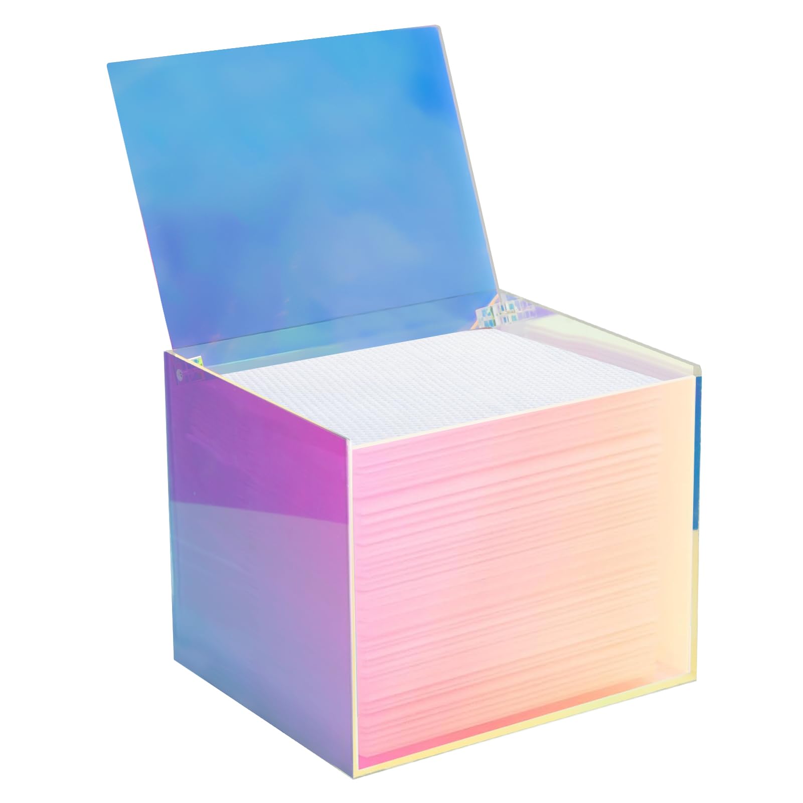 Watpot Disposable Face Towel Storage Box Compatible with Facial Towel XL, Acrylic Disposable Face Towelette Holder Container, Rainbow