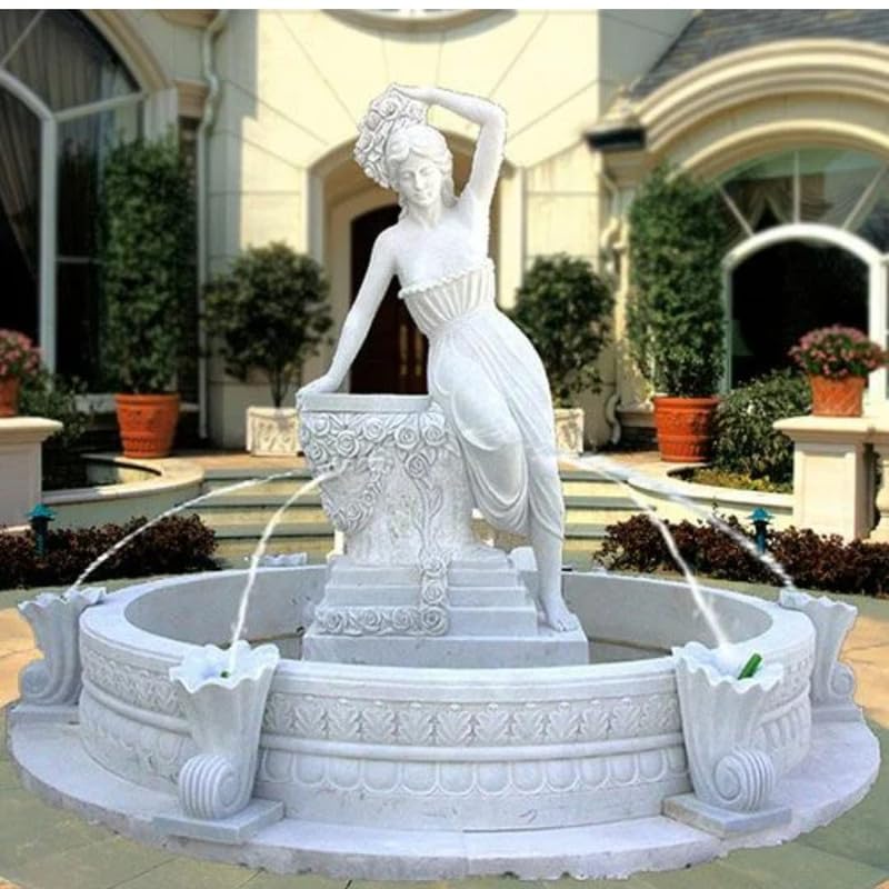 Premium White Outdoor Fountain – Aesthetic Marble Garden Fountain Featuring Nude Women Sculpture | Elegant Stone Water Feature for Enhancing Outdoor Spaces|KGNMBLRJ25-image-12