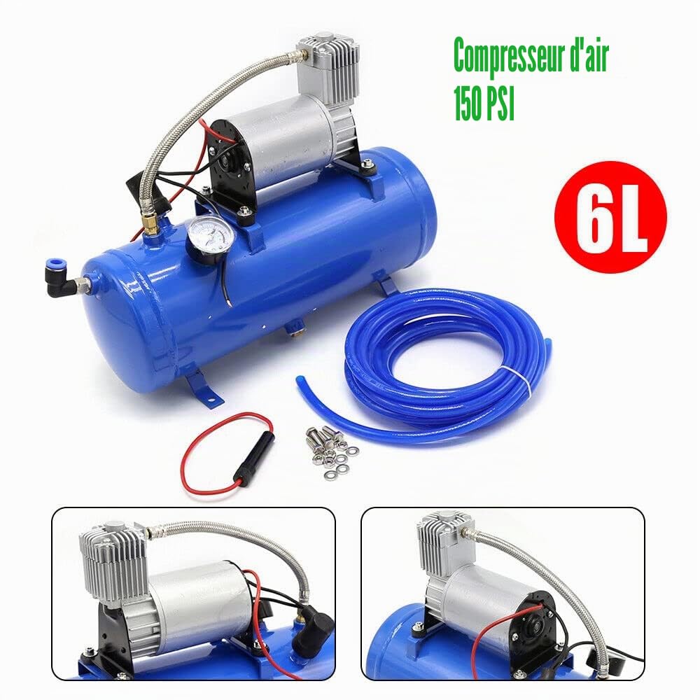 Compresseur d'air 12 V avec réservoir de 6 l pour kit klaxon