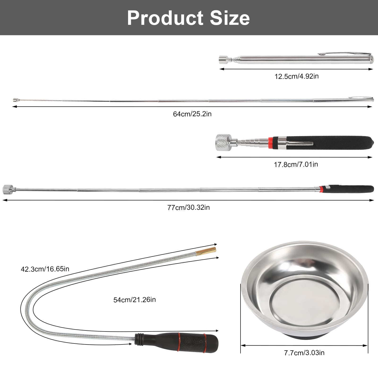 Telescoping Magnetic Pickup Tool, 4 Pieces Extendable Magnetic Pick Up Tools - Image 2