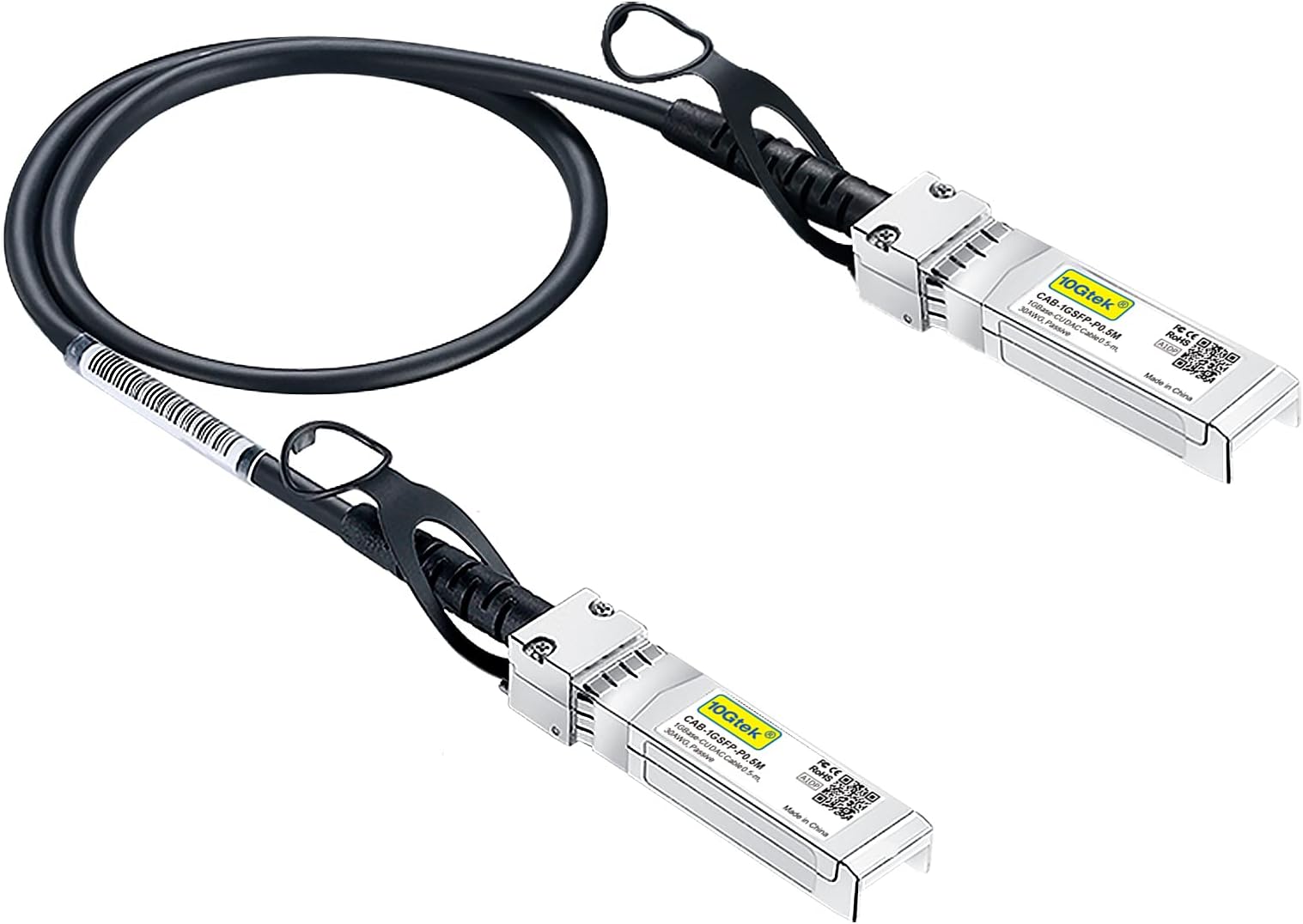 #10Gtek# 1.25G SFP DAC Twinax Cable, Passive, Compatible with Cisco SFP-1GBASE-CU0.5M, Ubiquiti UniFi, Fortinet and more, 0.5-Meter(1.6ft)