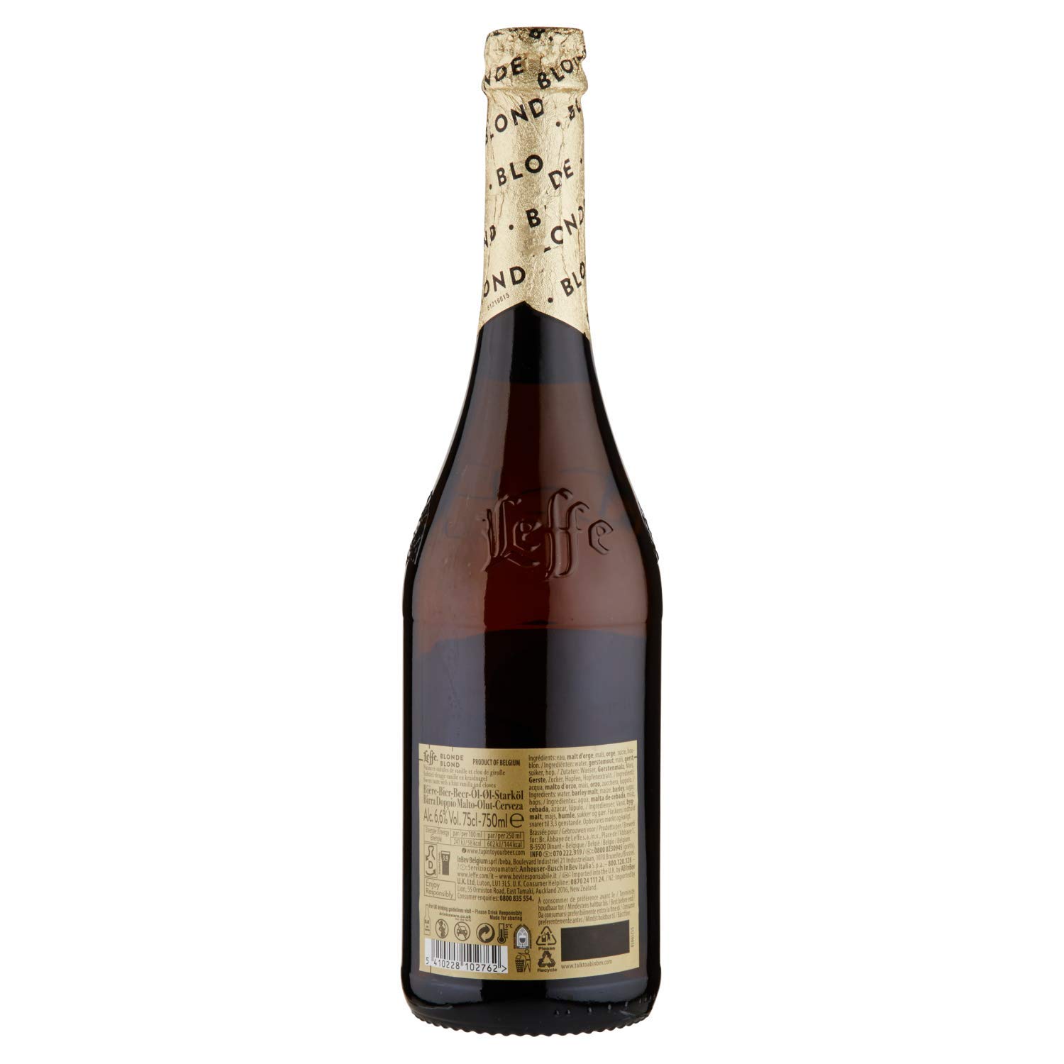 Leffe Blonde, Birra Bottiglia - Pacco da 6x75cl