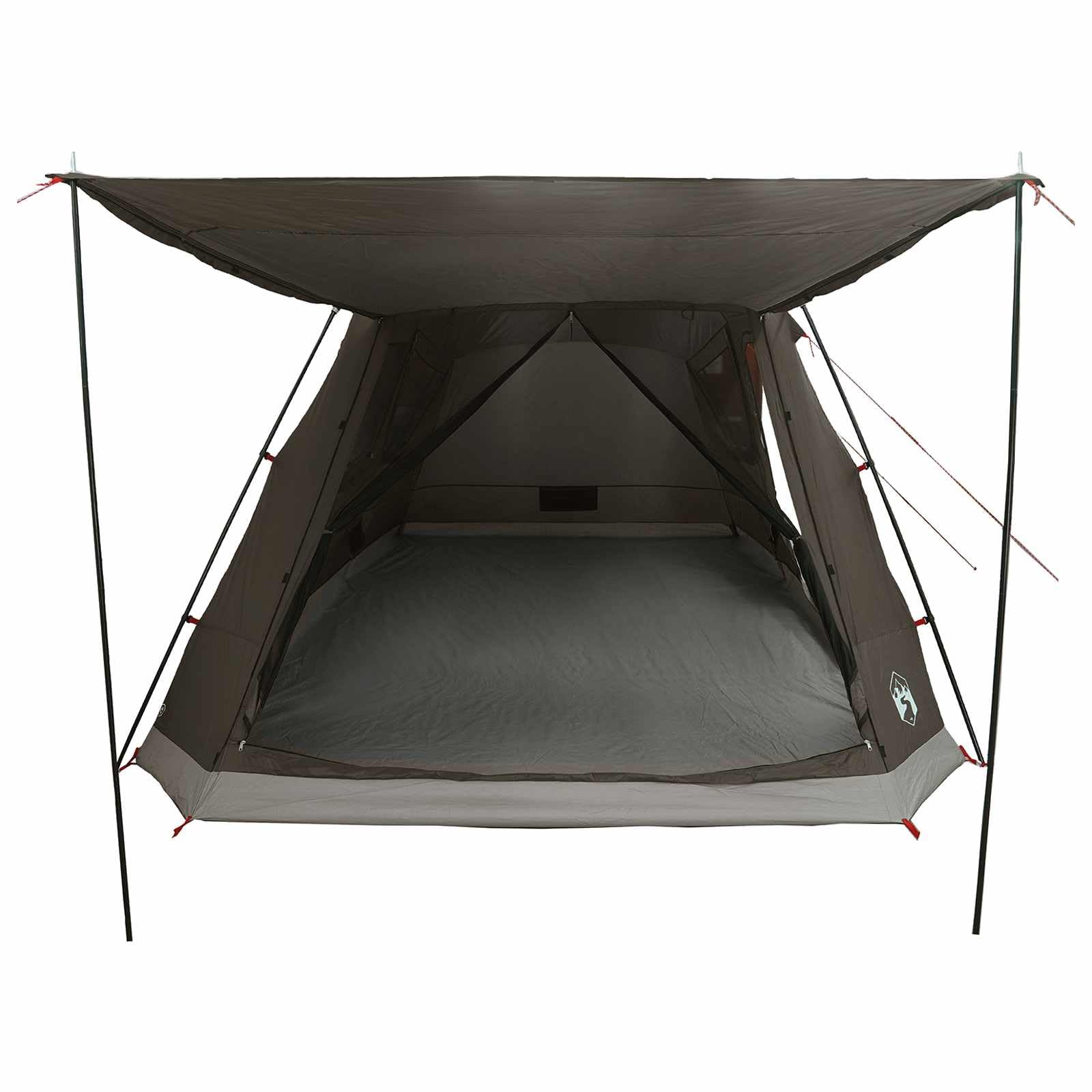 Hütten-Zelt mit Dach Braun grau 8 Personen, Polyester Stahl Cabin Moskito Schutz, wasserdichtes Regenfly, Reißverschlusstür, Camping Wandern Festival Outdooreinsatz