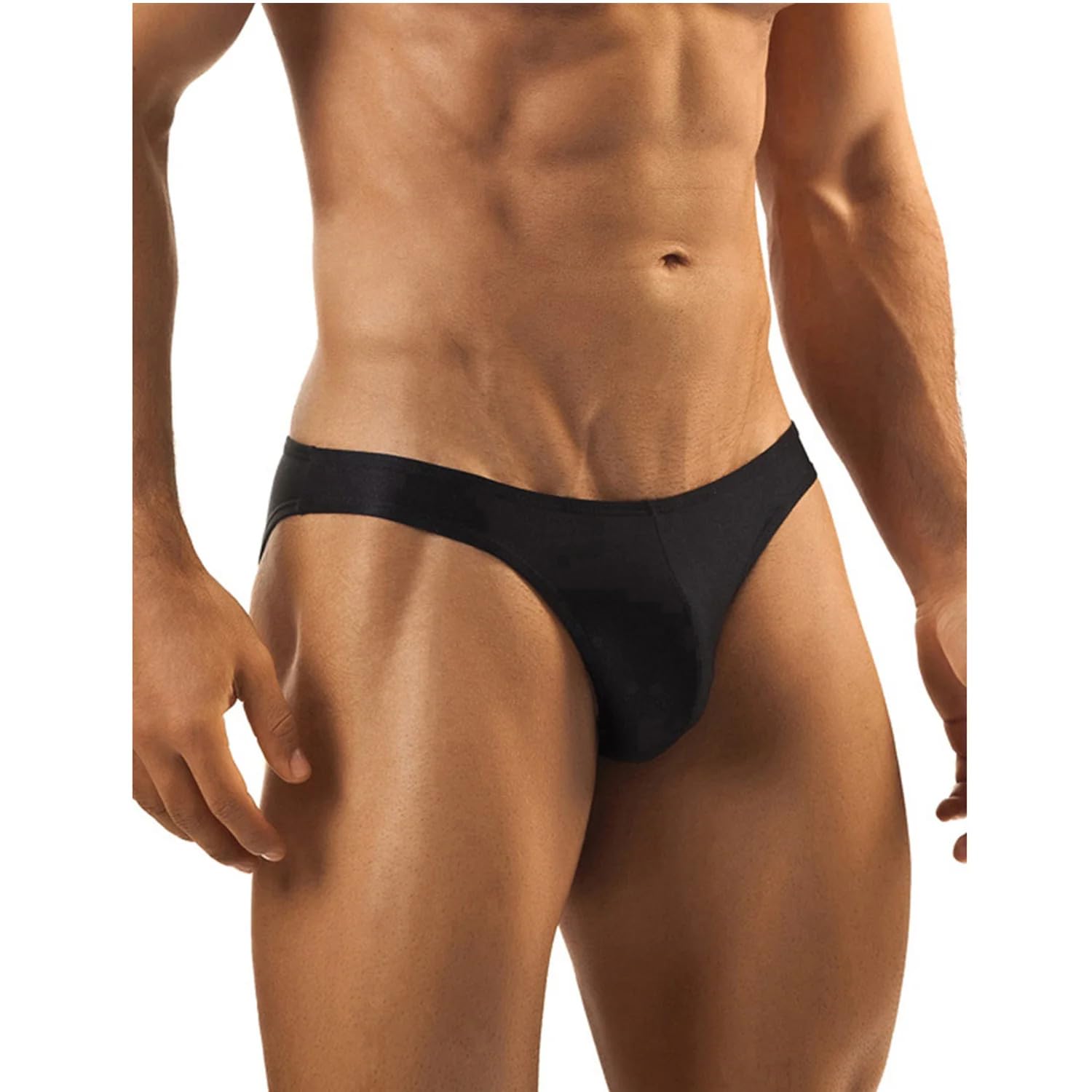 Men's Athletic Swim Brief, Breathable AIR Series Active Brief - Microfibre Elastane - Swift Dry, 4-Way Stretch, Ultra Light Mesh Low-Rise Design, Black-image-36