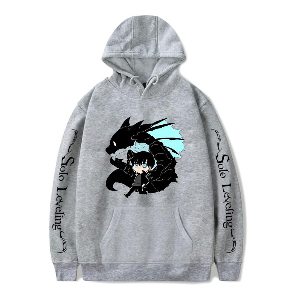 Solo Leveling Hoodie Anime Sweatshirt Sung Jin-Woo Felpe con Cappuccio Unisex Cartoon Pullover con Maniche Lunghe