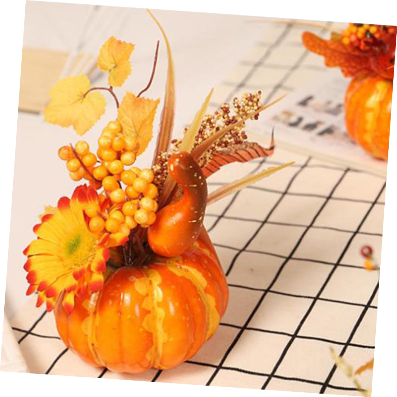 Cabilock 2 Set Di Decorazioni Autunnali Per Halloween Decorazioni Artificiali Zucche Finte Foglie Dacero Oggetti Di Scena Decorativi Per La Casa 2 Pezzi*2