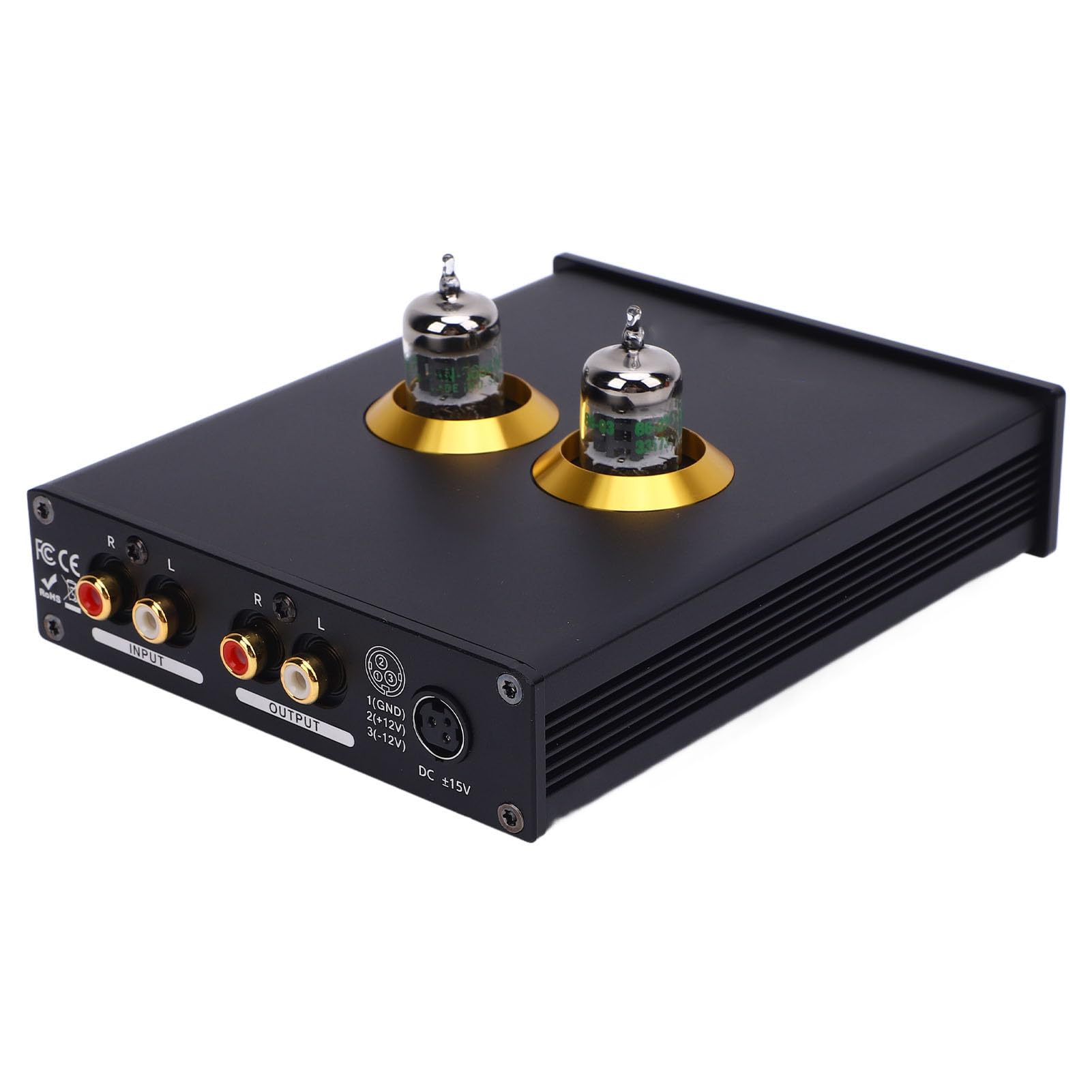 SEAFRONT Preamplificatore Phono a Valvole Hi-Fi Stereo, Preamplificatore di Testa a Basso Rumore con Op-Amp JRC5532DD, per Sistemi di Amplificazione Domestica (Spina europea)