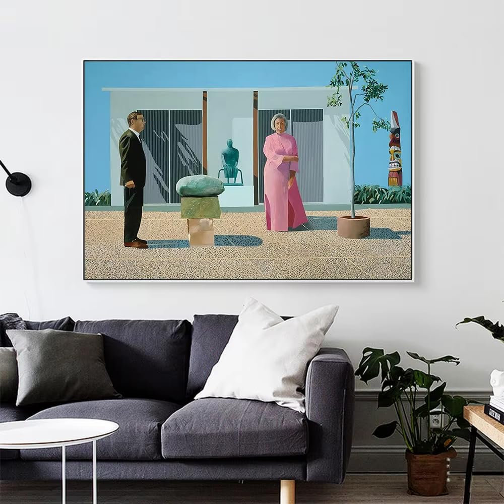 PVPQPR Cuadro moderno de pareja de enamorados de David Hockney,Mis padres,lienzo impreso para decoración de pared de sala de estar y dormitorio (90 x 130 cm,sin marco)