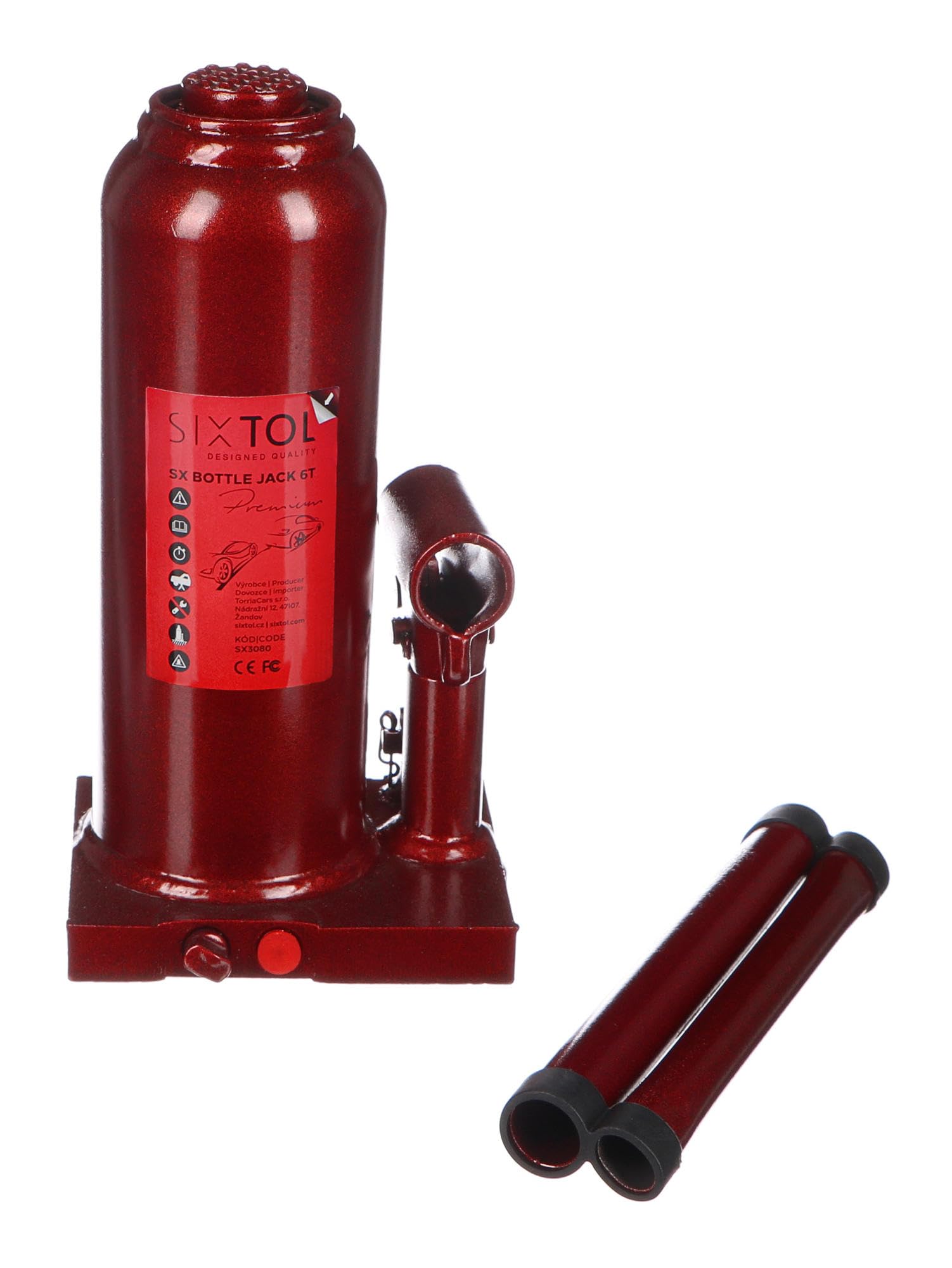 SX Bottle Jack Premium 6T | Gato hidráulico Tipo Botella | Capacidad de Carga 6 toneladas | Altura Ajustable 21,5–43,5 cm | Construcción soldada