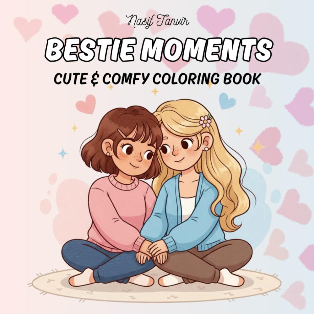 Bestie Moments: Coloring Book for Adults and Teens Featuring Cute & Girly Scenes, Sweet and Cozy Friendship, Easy and Relaxing Designs