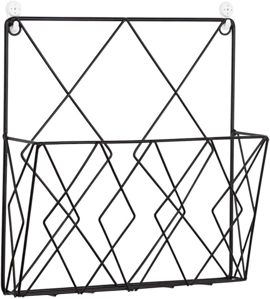 Beavorty Black Metal Wall-Mounted Books Organizer and Magazine Holder Rack 40X30X30 Inch Iron Storage Shelf for Home Office Living Room Display