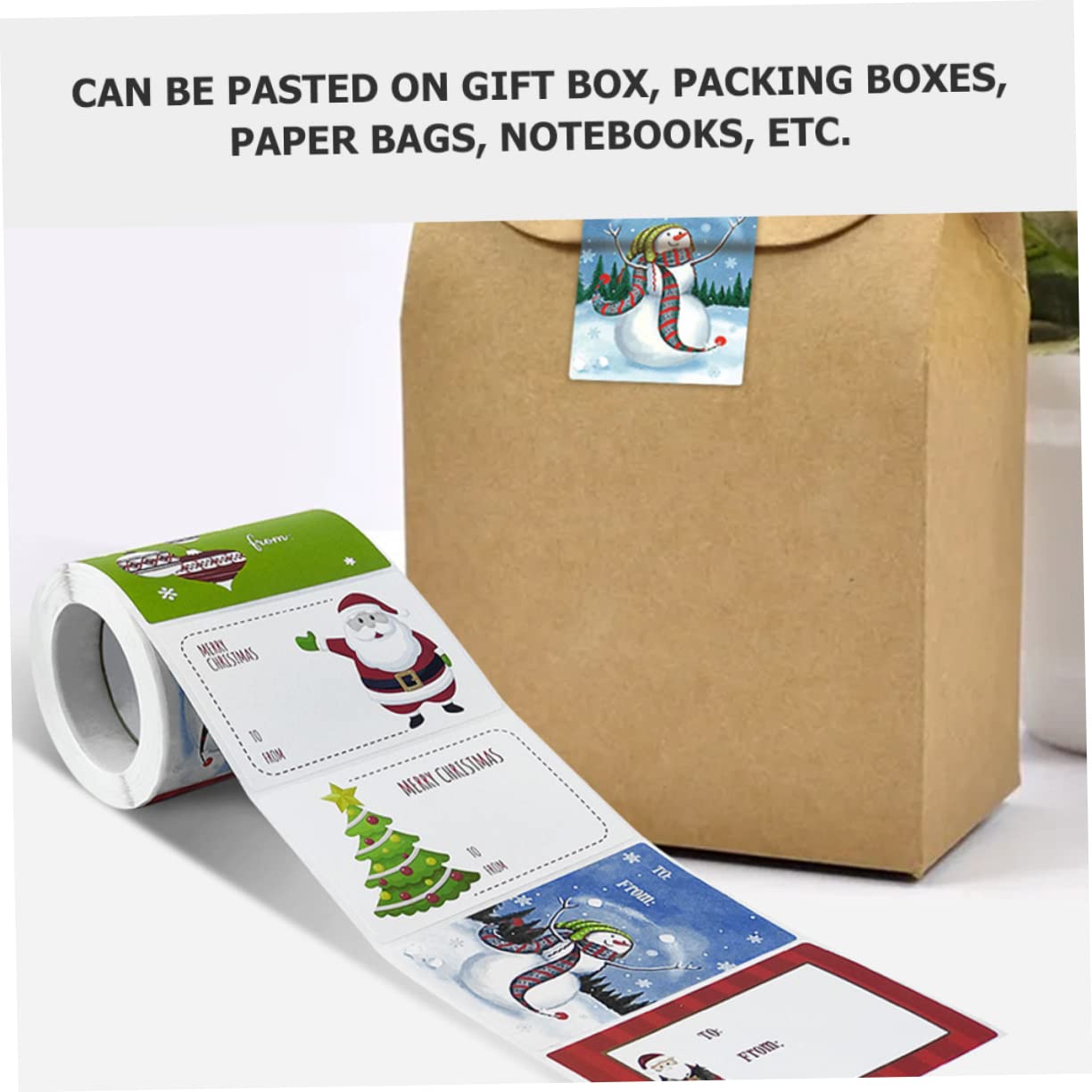 SEWACC 8rollos Etiquetas De Navidad Para De Pegatinas Para Cajas y Envelopes Autoadhesivos y Tarjetas y Diseño Divertido