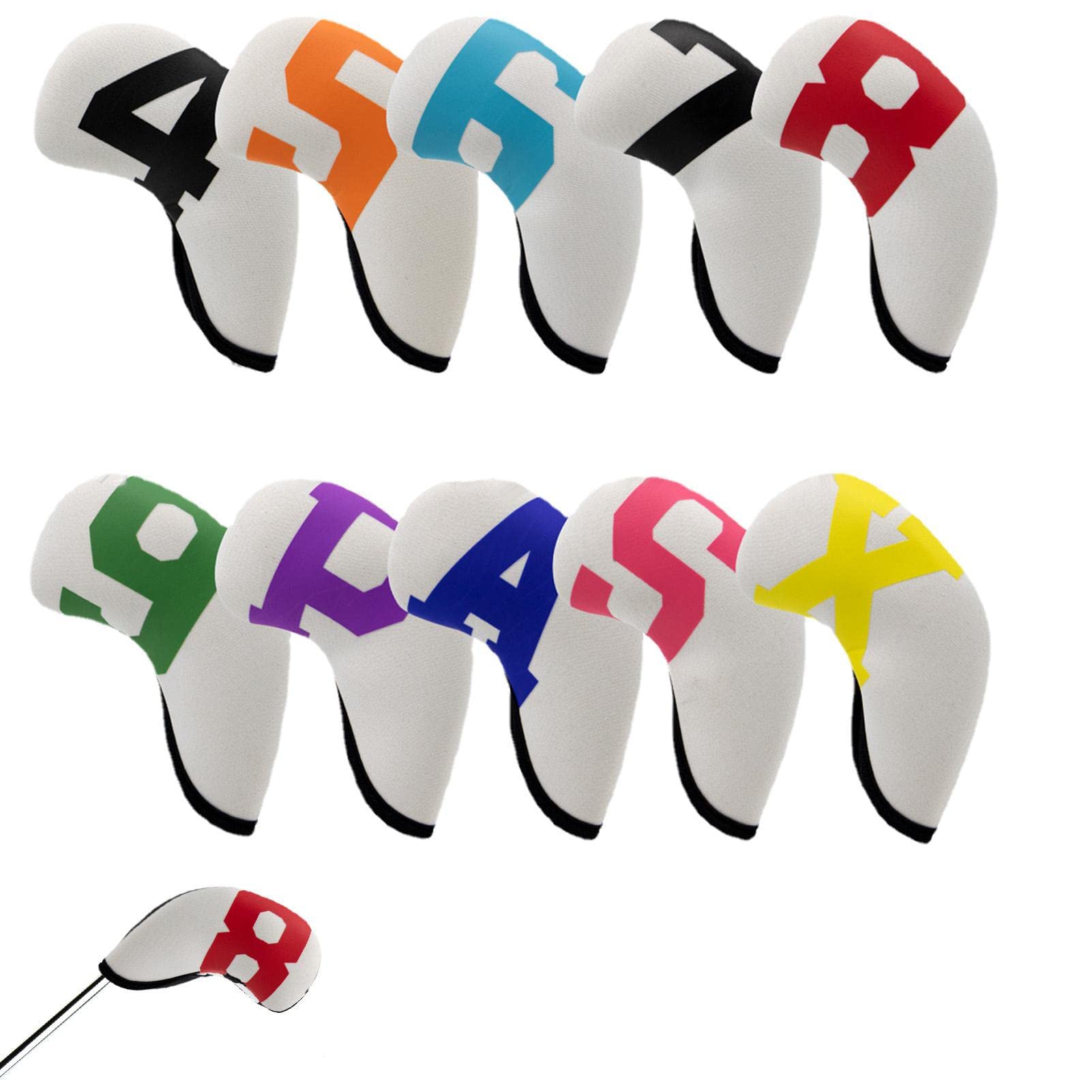 Set Copricapo per Mazze da Golf - 10 copricapi protettivi per Ferri da Stiro,Copritesta per Ferri da Stiro Fit Main Iron Club, da Golf per Gli Amanti del Golf