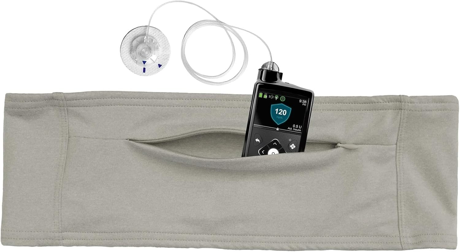 Spoonie Threads Double Pocket Belt Carries T1D Insulin Pump, Glucose Monitor, Smartphone, Accessories, Epipen, Medical Devices | Toffee (Size 1)