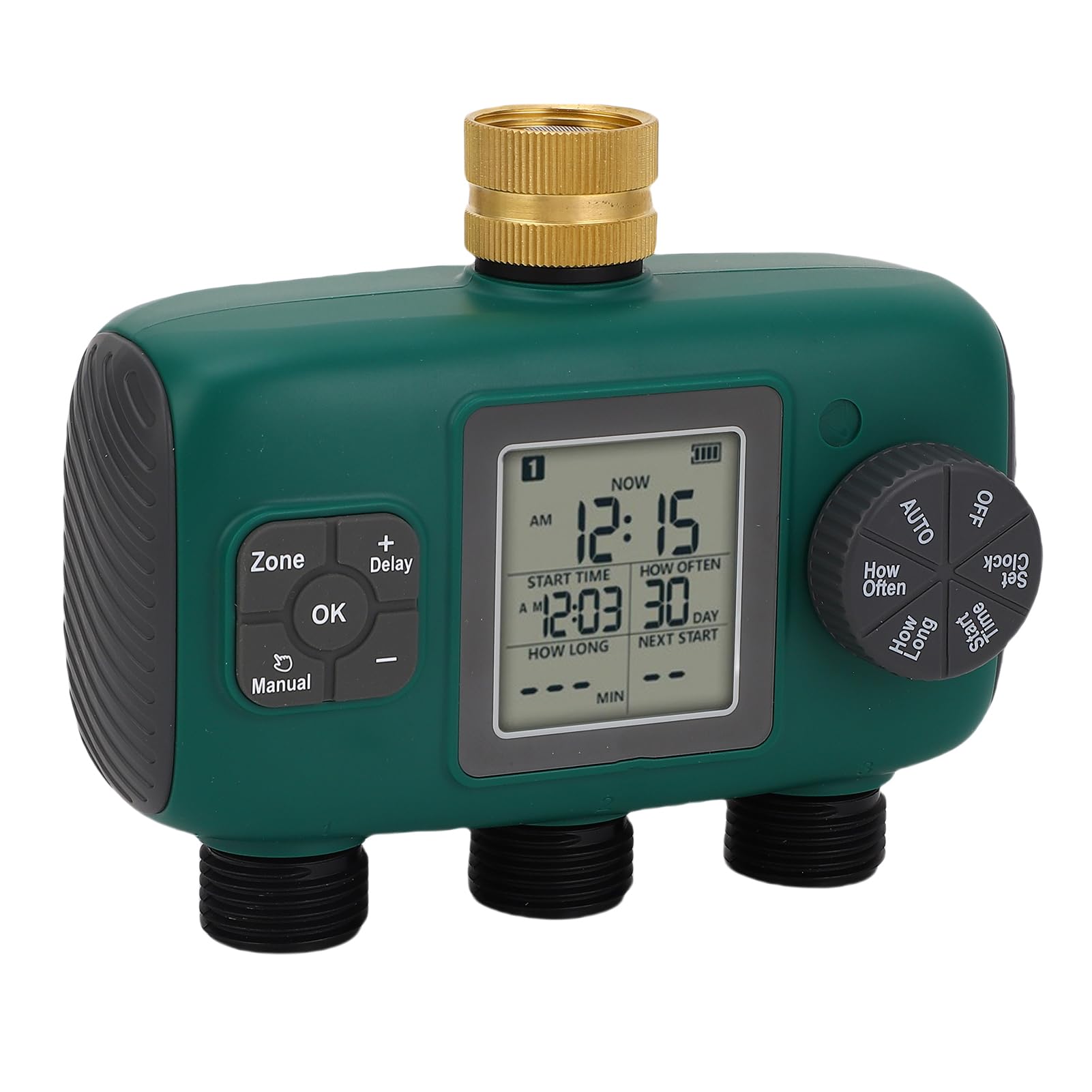 Generic Temporizador de Aspersor de 3 Salidas, Pantalla LCD de Latón Eficiente, Temporizador de Riego para Jardín, Material de Latón