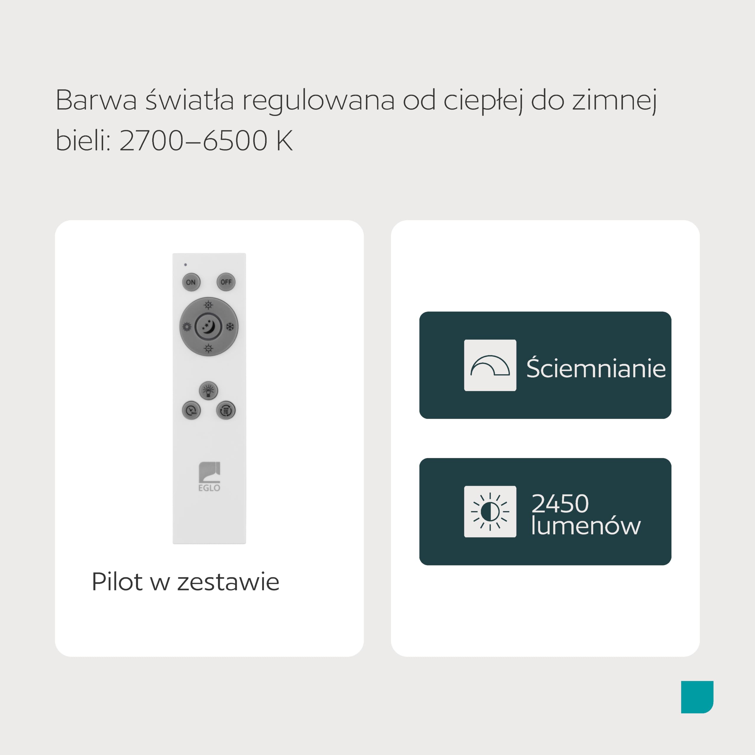 EGLO LED plafon biurowy Bottazzo, panel z pilotem, 2450 lm