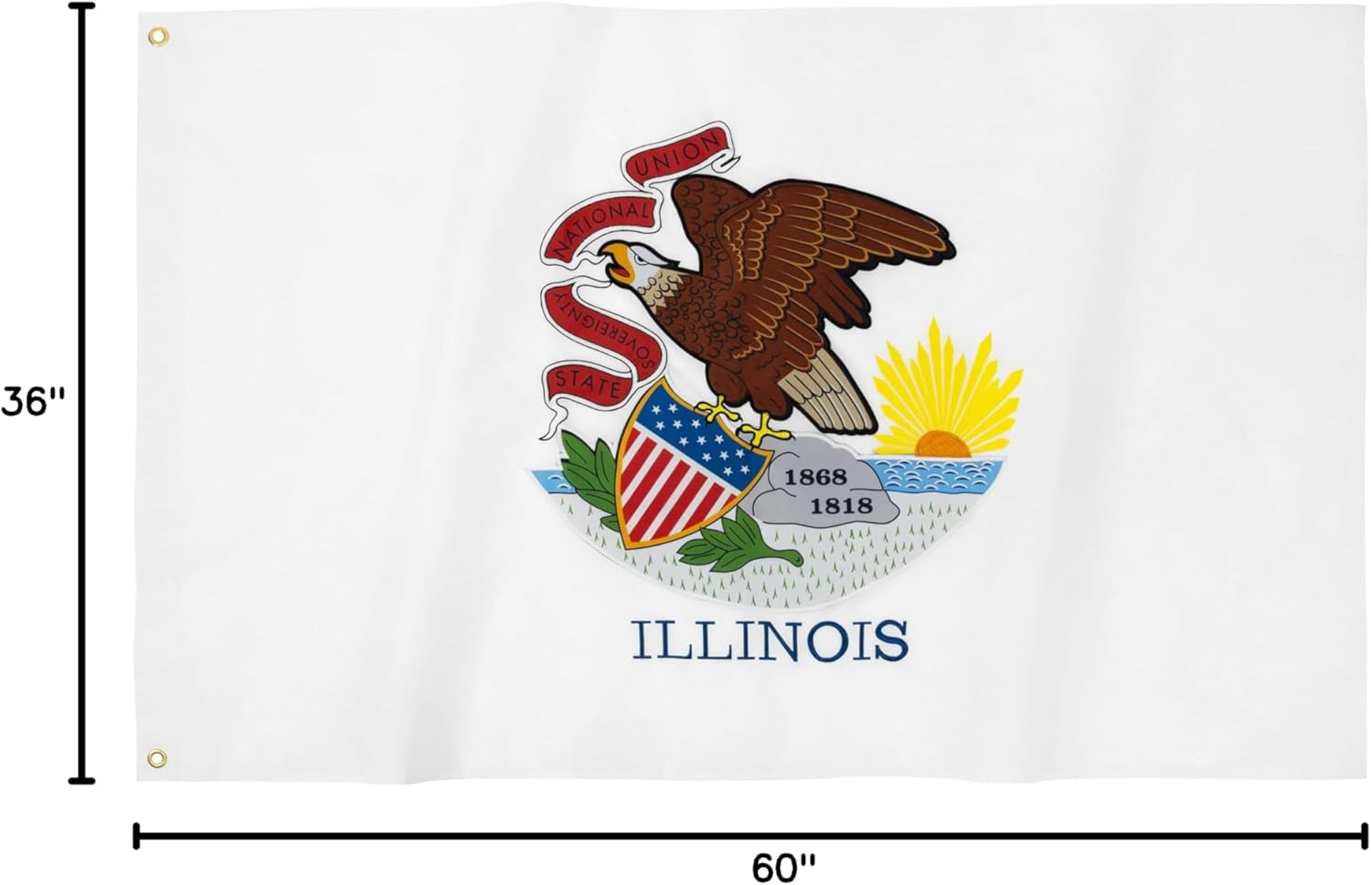 ROTERDON Illinois State Flags 3x5 FT, Embroidered IL State Flag, Outdoor Heavy Duty Illinois Flag with Brass Grommets