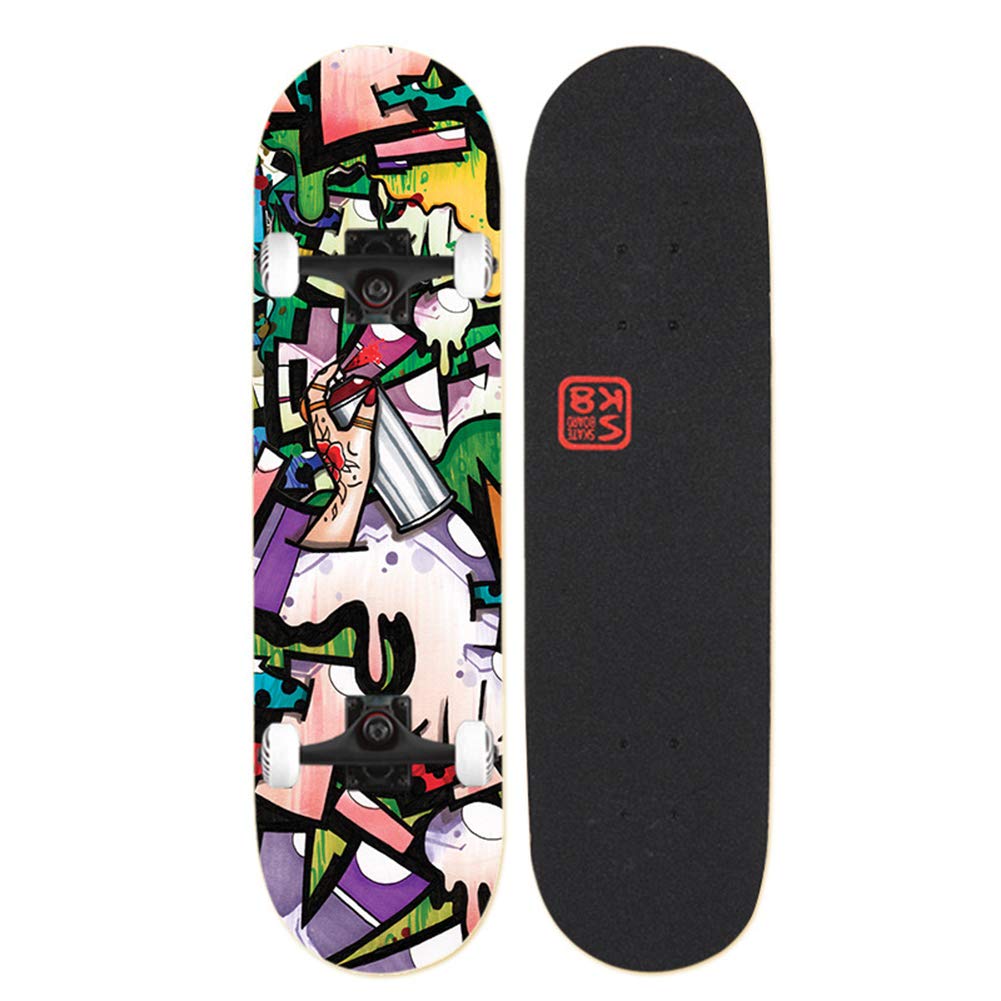 Skateboards para principiantes, 31 x 8 pulgadas Tableros de patinaje estándar completo Doble patada 7 capa cubierta de arce Concave Skateboard para niñas niños niños adolescentes jóvenes adultos,G