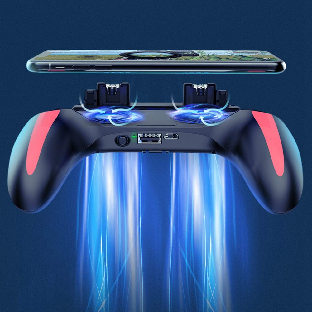 VBESTLIFE Wärmeableitung Gamepad, Gamepad für Handy-Gamecontroller mit Zwei Lüftern für 4,7-6,5-Zoll-Telefone(5000mah)
