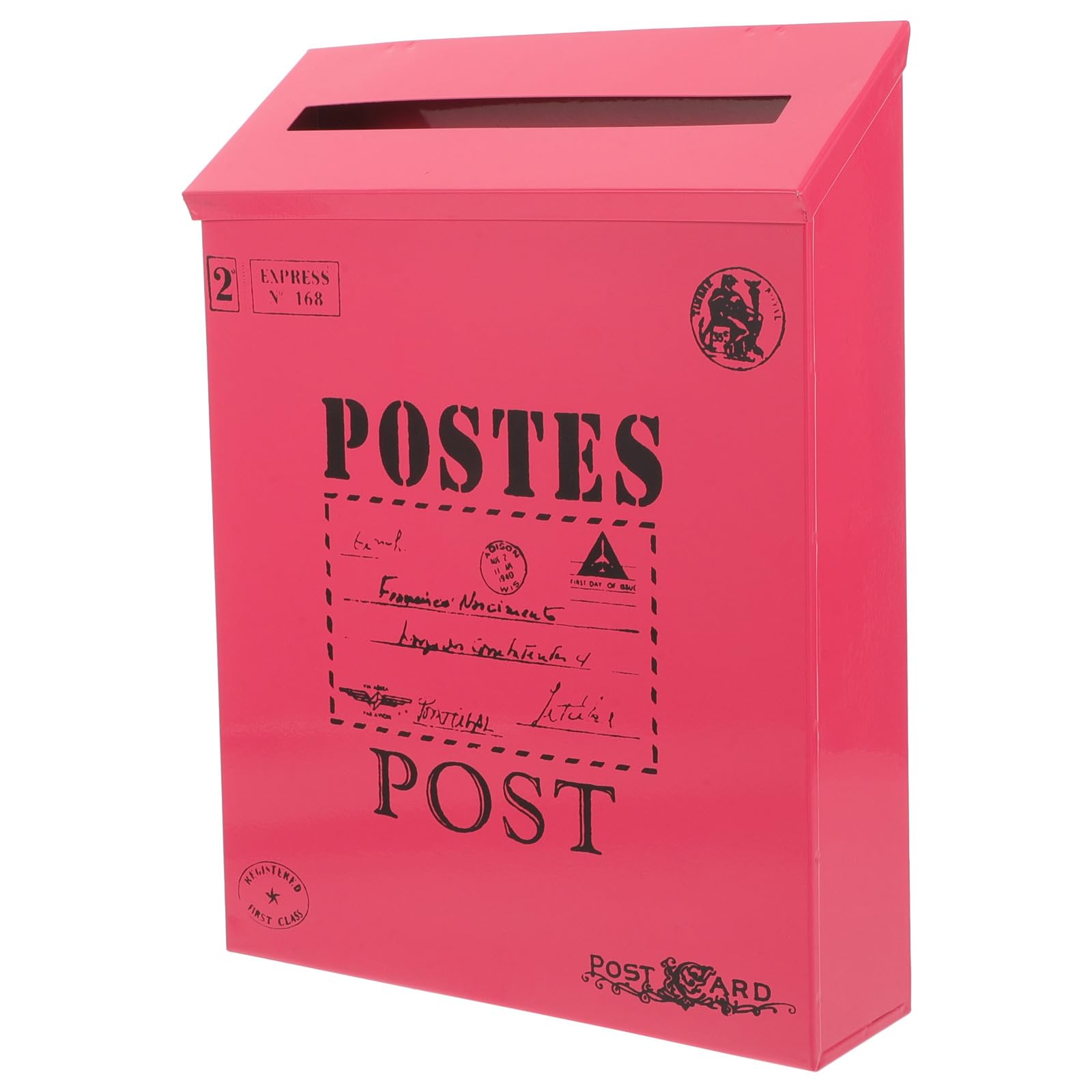 Boîte aux lettres rétro en fer rose vif pour maison et bureau