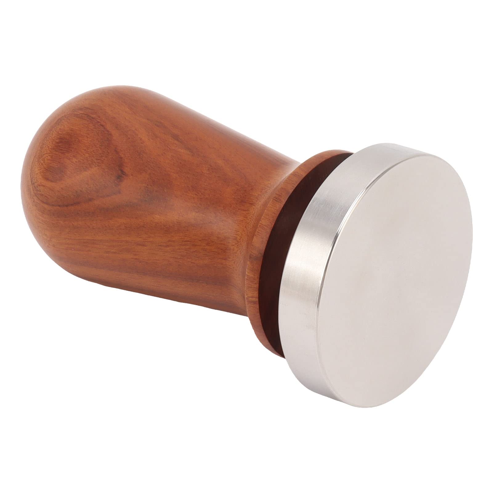 Pressino per caffè con base piatta in acciaio inossidabile Manico in legno Pressa per caffè in polvere (53 mm)