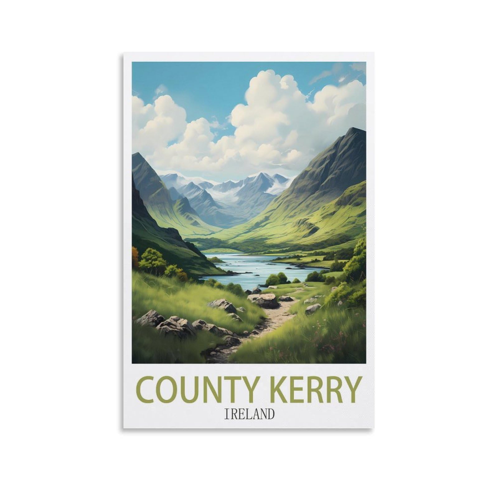 Zbbggoz Unframe-Style County Kerry Ireland Vintage Travel Posters 20X30inch(50X75cm) Canvas Wall Posters And Art Picture Print Modern Family Bedroom Decor