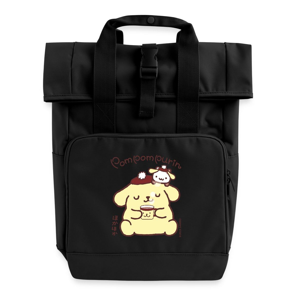 Spreadshirt Pompompurin Drinks Coffee Roll Top Backpack with Two Handles