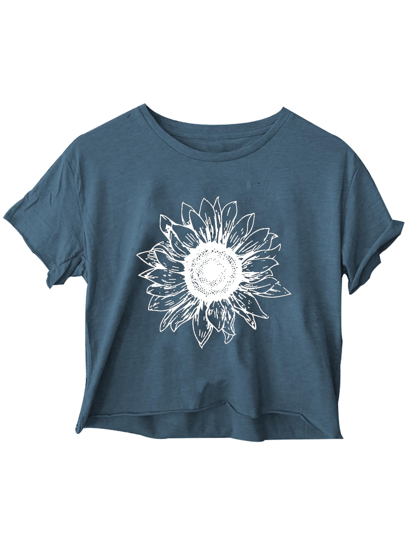 Women's Casual Summer Crop Top Cute Sunflower Graphic Crop Top for Teen Girl