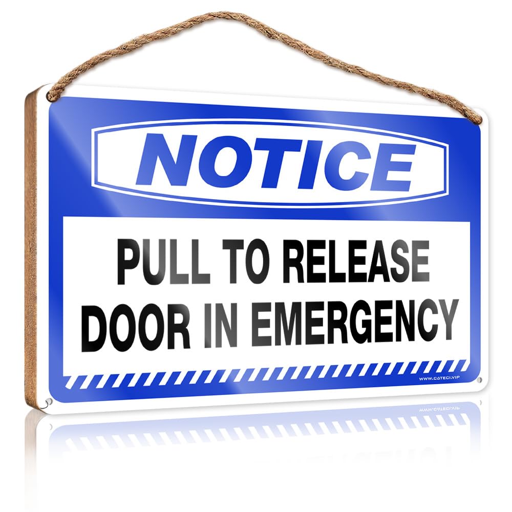 Funny Porch Decor Notice Pull To Release Door In Emergency Wooden Sign Home Signs Wall Decor Funny Wall Hanging Decor Pla(23X35CM)