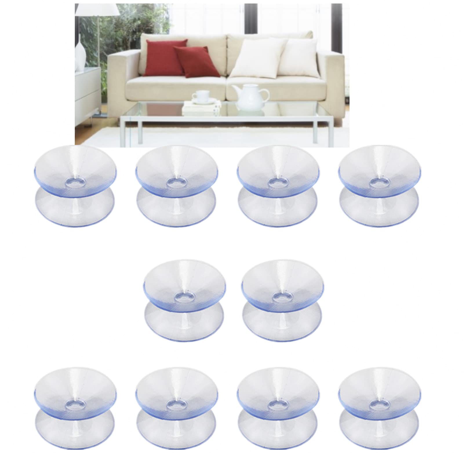 Double Sided Suction Cups, to Keep The Glass Table Top from Sliding, Glass Table Top Bumpers, Glass Table Top Spacers, Window Hanger Suction Cup(20mm,10pcs)