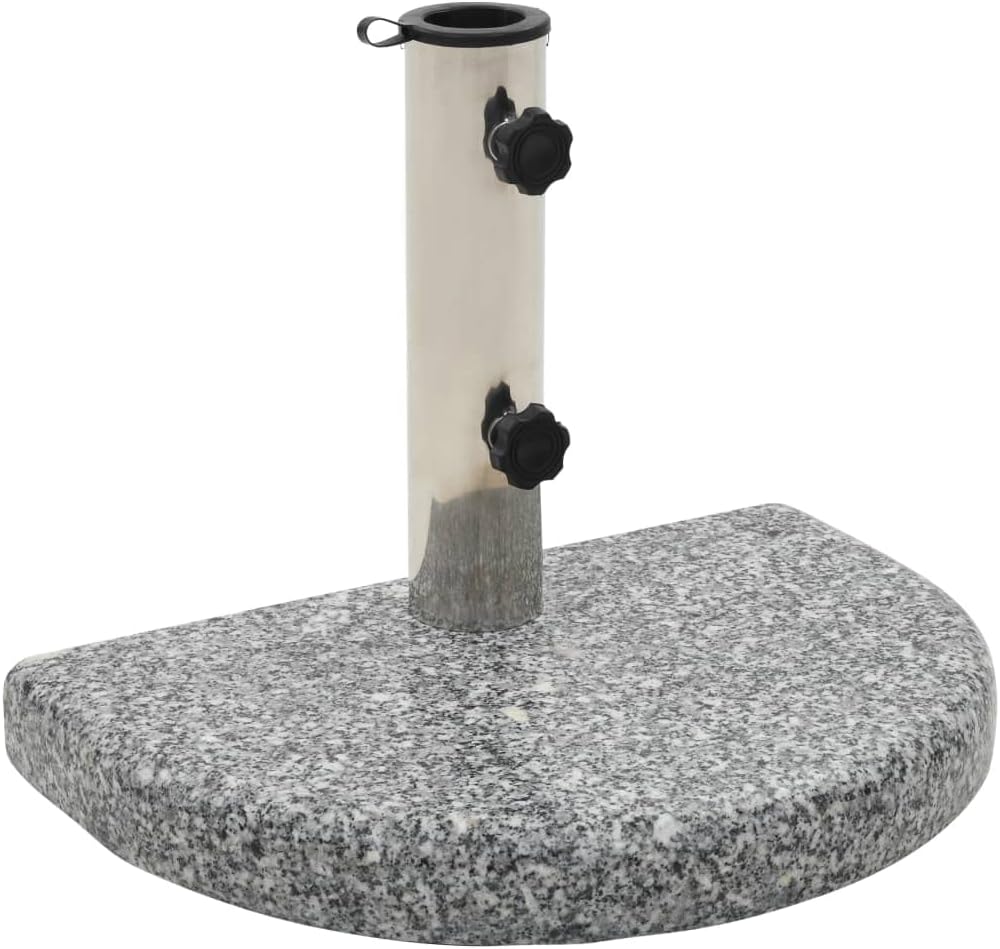 vidaXL Parasol Base Curved Grey Granite, Stainless Steel 22 lbs