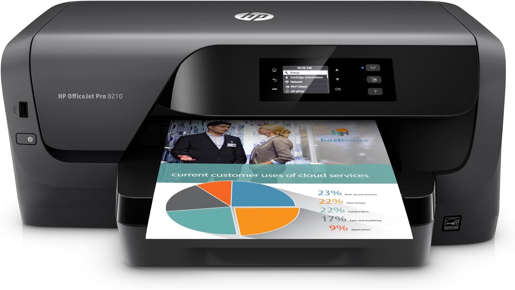 HP OfficeJet Pro 8210 Wireless Color Printer, Instant Ink Ready, Works with Alexa (D9L64A),Black