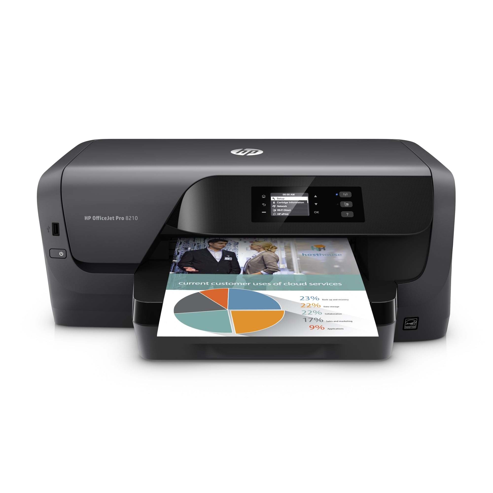 HP OfficeJet Pro 8210 Wireless Color Printer, Instant Ink Ready, Works with Alexa (D9L64A),Black