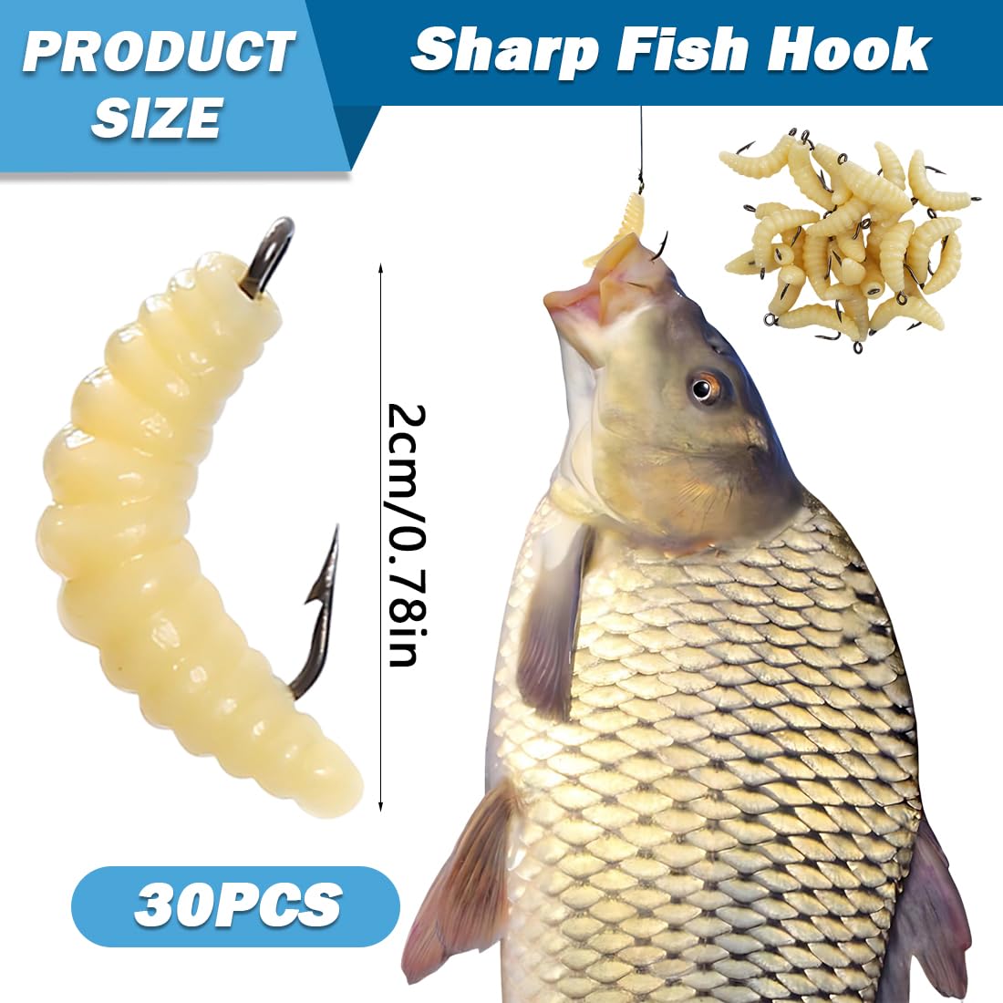 50Gusanos De Gusano De Silicona Suave Con Anzuelo De Pesca, Cebo