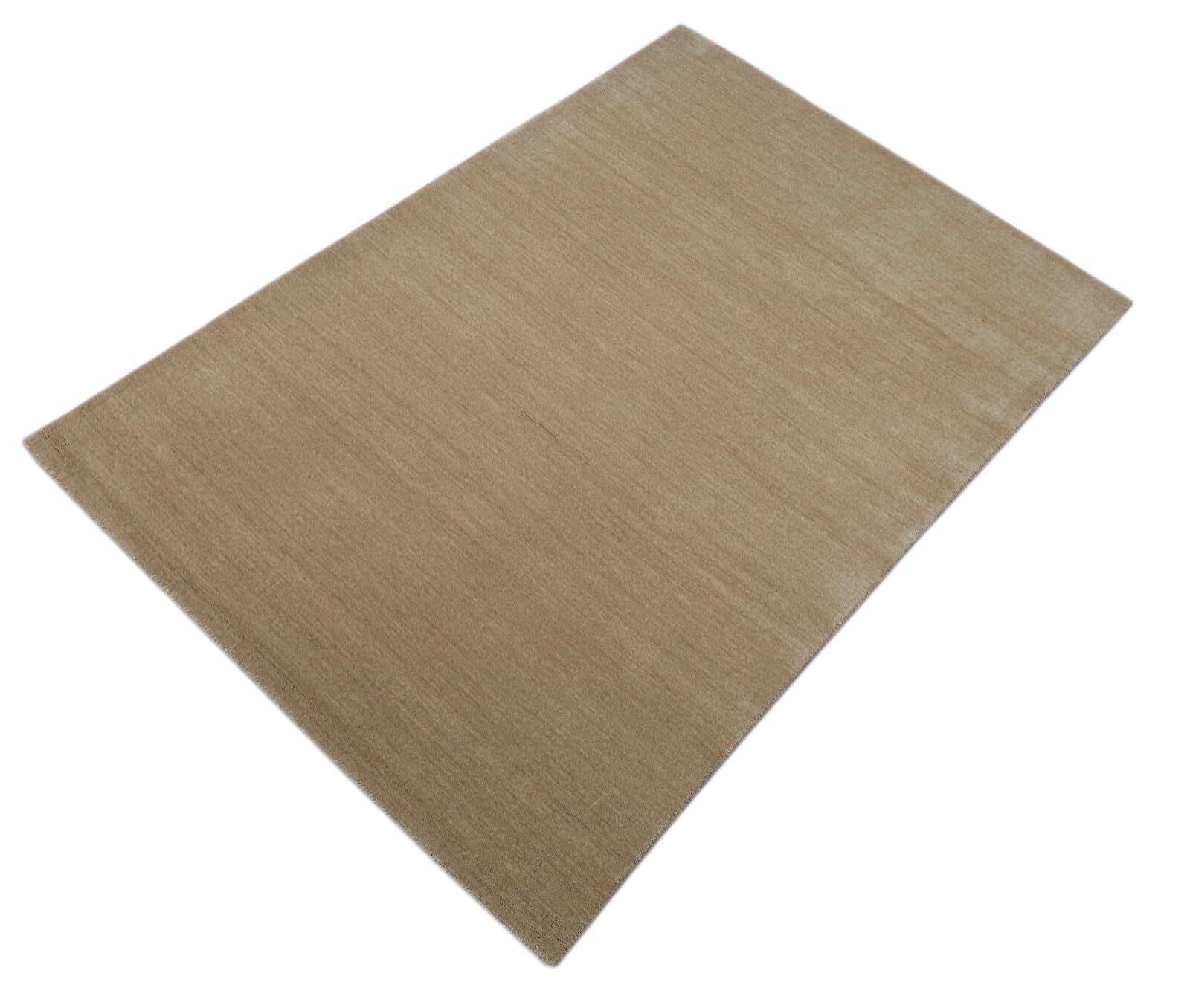 Gabbeh Tapis beige 100 % laine unie tissé à la main G84