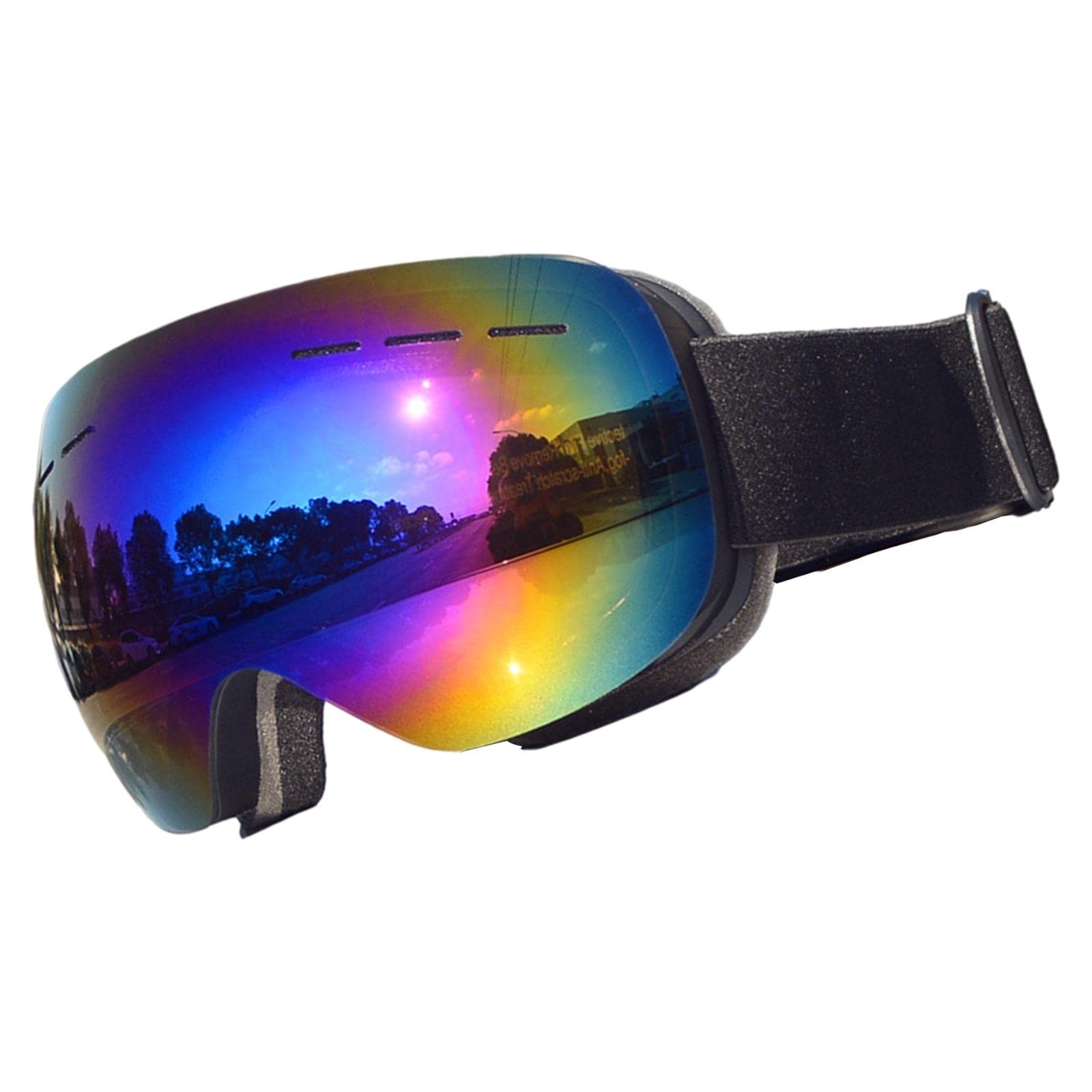 Gafas de Esquí con Lentes Protectoras Desmontables, Protección, Resistentes Al Viento Y Al Polvo, Ideales para Patinaje, Motos de Nieve Y Motocross, Lentes Azules, Marco Negro