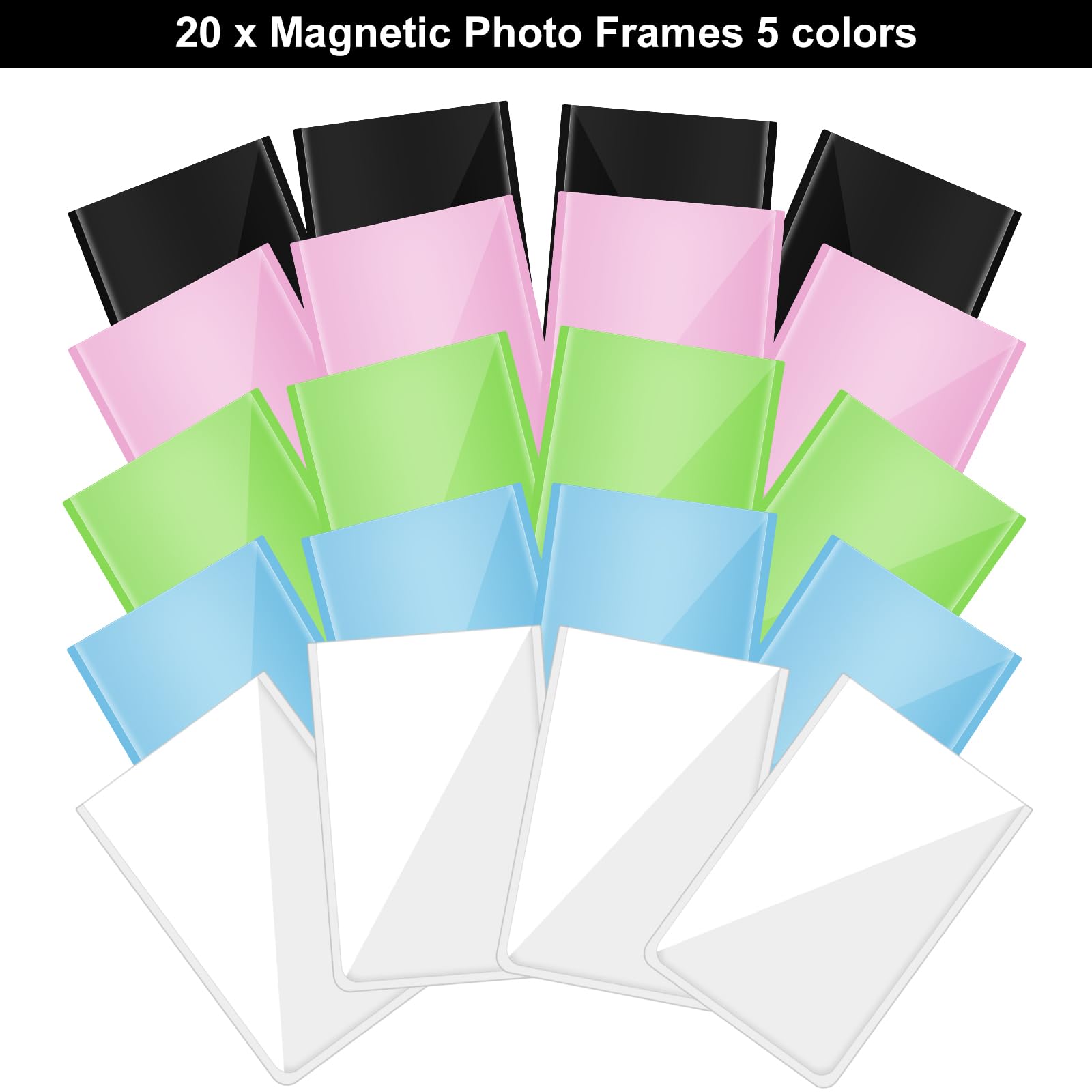 Cornici magnetiche per frigorifero, mini Polaroid, 6,3 x 8,9 cm, multicolori, per frigorifero, ufficio, cornici magnetiche resistenti per foto, set da 2 confezioni da 8 pezzi, colori assortiti