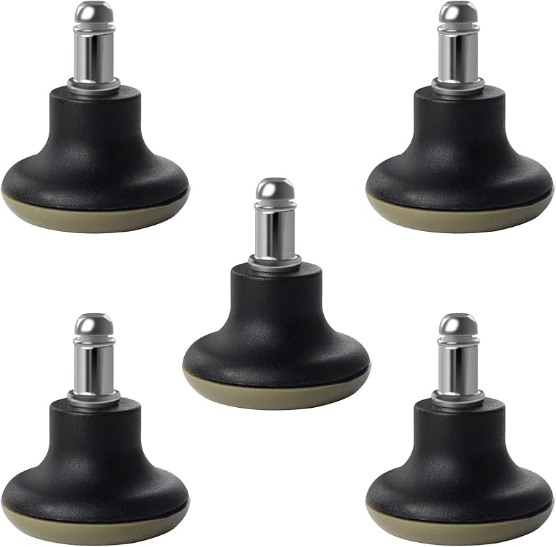 Stool Low Profile Bell Glides, 750lbs Office Chair Feet, 5pcs | Fixed Stationary Stem Castors with Nylon Bottom , Short Office Chair Stopper Replacement