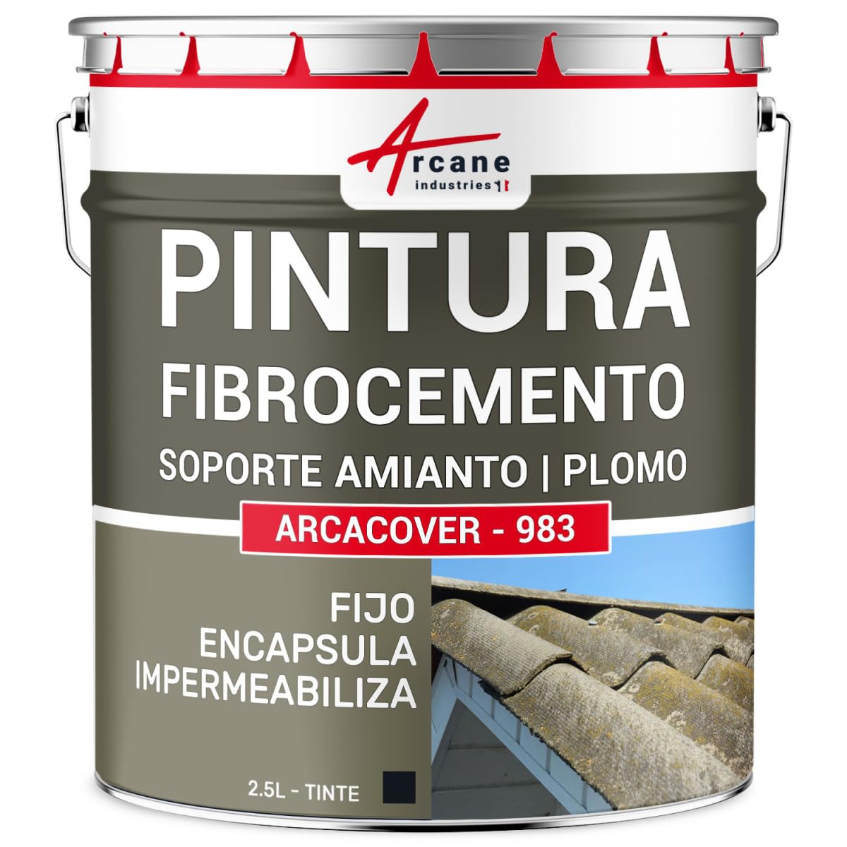 Pintura para fibrocemento - 2,5 L Pizarra - ARCANE INDUSTRIES