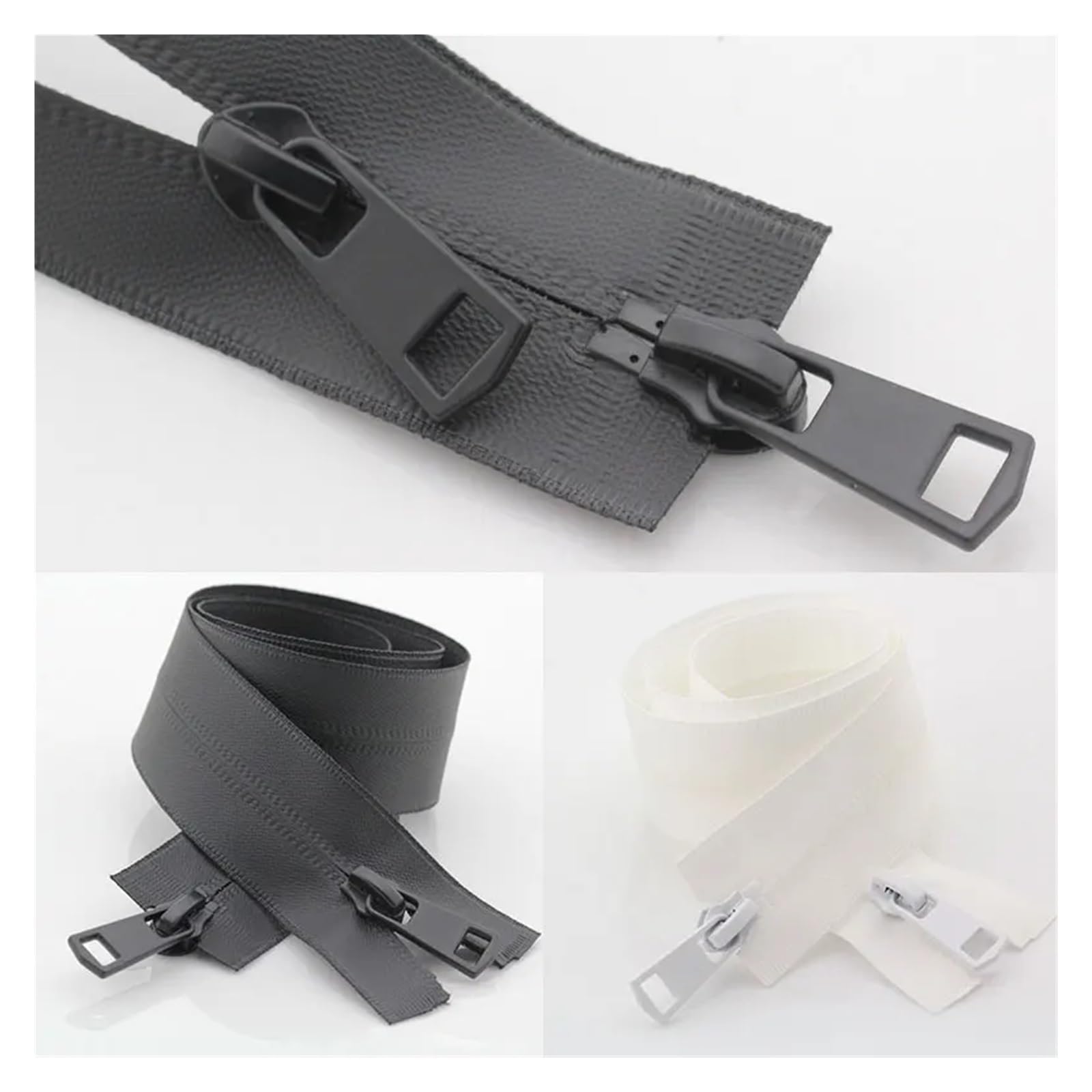 cremalleras para coser, Cremallera de doble cursor for coser chaquetas, bolsos, accesorio reparación cremalleras, 60/70/75/80/90/100/120/50 cm(Black,75CM)