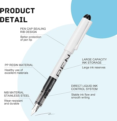 Miniatura 2 de EEOYU 12 bolígrafos estilográficos desechables, suministros de oficina de escritura suave para bocetos, diario, caligrafía, garabatos y regalos