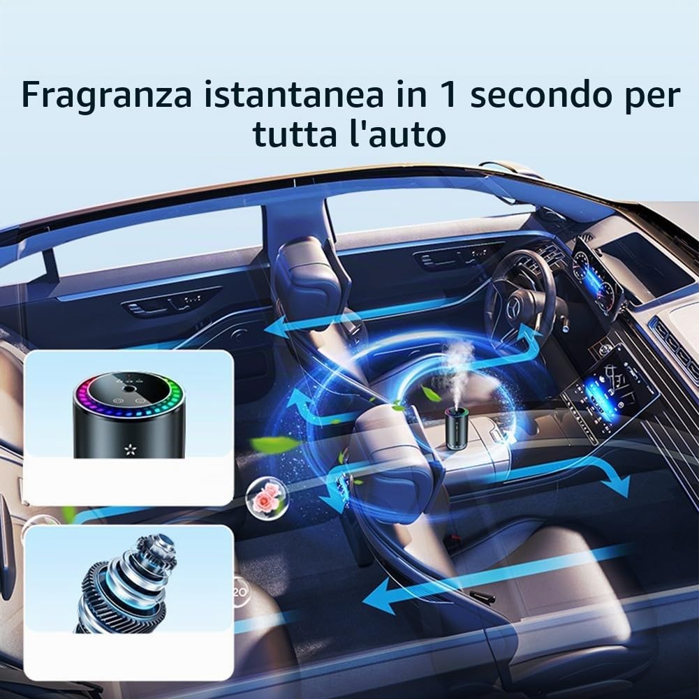 HpLive Umidificatore intelligente per auto, purificatore d'aria con diffusore di aromi a 3 livelli, proiezione cielo stellato, diffusore di aromi, 500 mAh