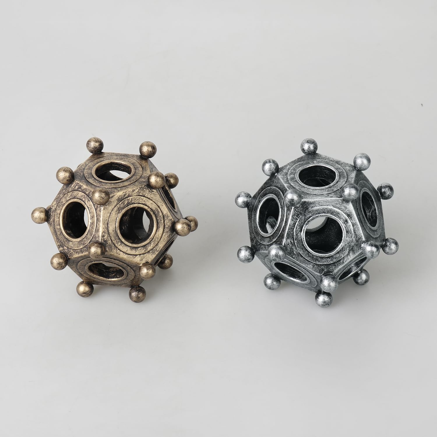 Enrichoice 3.94" Roman Dodecahedron Decor Resin Decoration – Replica Unique Vintage Design, Perfect for Creating Artistic Atmosphere in Home & Office (Classical Gold)