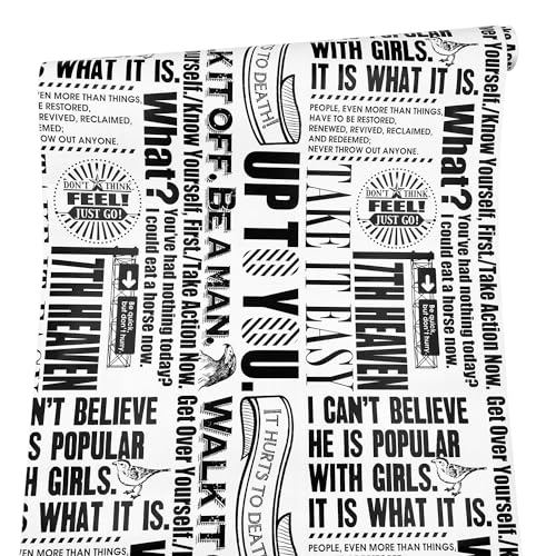 Yifely Vintage Black White Newspaper Furniture Decor Paper Self-Adhesive Shelf Drawer Liner Bookcase Sticker 17.7 Inch by 9.8 Feet