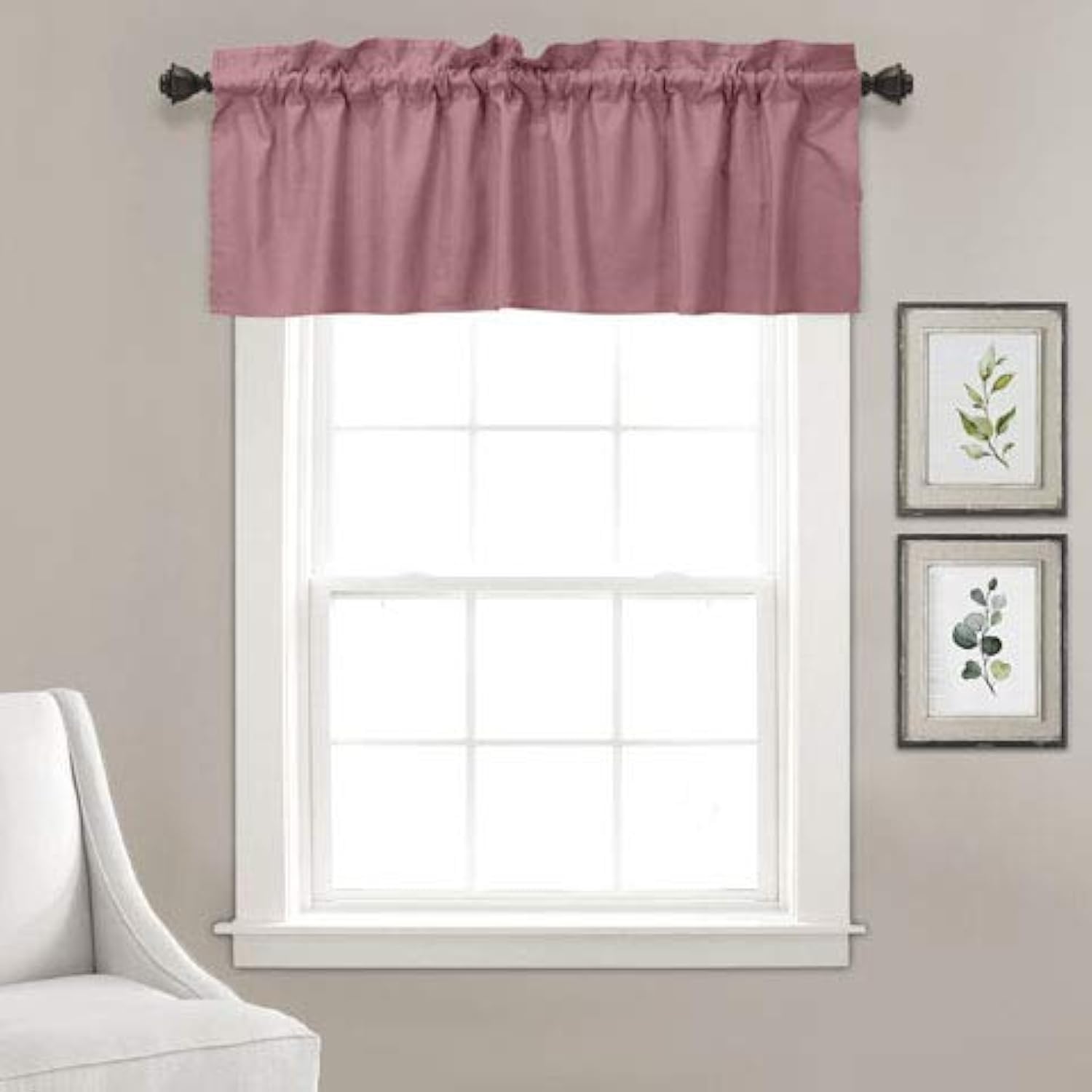 Vargottam Solid Cotton Valances Rod Pocket Valances For Windows Curtain Toppers One Panel,56x18 Inches, Rose Pink