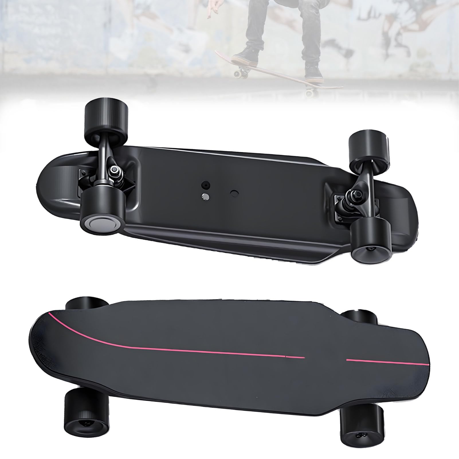 Elektryczna Deskorolka Z Pilotem, Wodoodporna, Longboard, Dojazdy Do Pracy 15 Km, Wodoodporna, ZasięG 8 Km/15 Km/22 Km/30 Km, Dla Dzieci I DorosłYch Black-Single(15km)