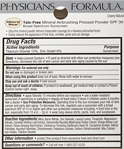 Physicians Formula Mineral Wear Talc-Free Mineral Airbrushing Pressed Powder Creamy Natural | Dermatologist Tested, Clinicially Tested