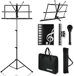 Donner Support de partition avec lumière, DMS-1 Porte-monnaie en métal Ipad Music Stand, Tabletop Music Book Stand pour Guitare, Ukulele, Joueurs de violon