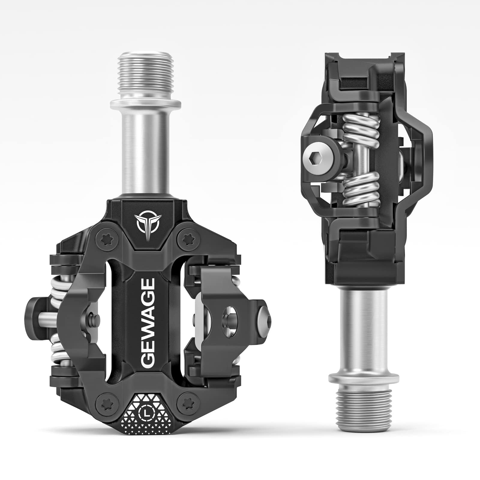 GEWAGE Klickpedale MTB Pedale – CNC Gefrästes Aluminium, Doppelseitiges SPD-System, einstellbare Auslösehärte, Kompatibel mit Shimano SPD Systemen,365g leicht, Ideal für Mountainbi